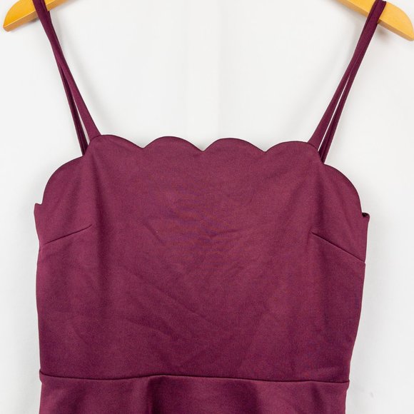 Speechless Women's Scalloped Fit & Flare Mini Wine Colored Party Formal Dress - Picture 3 of 7